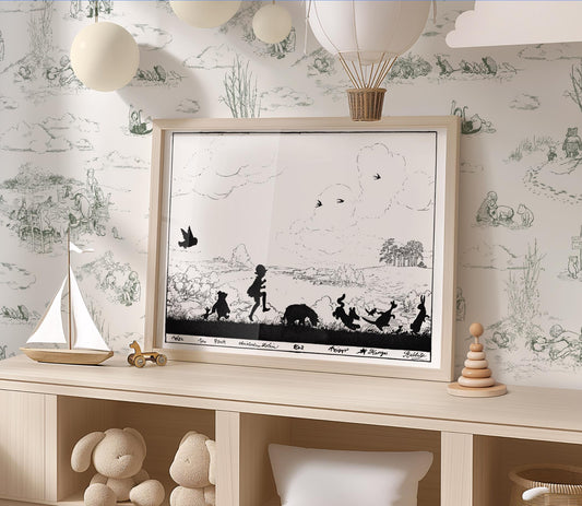 Vintage Winnie-the-Pooh Silhouette Art Print