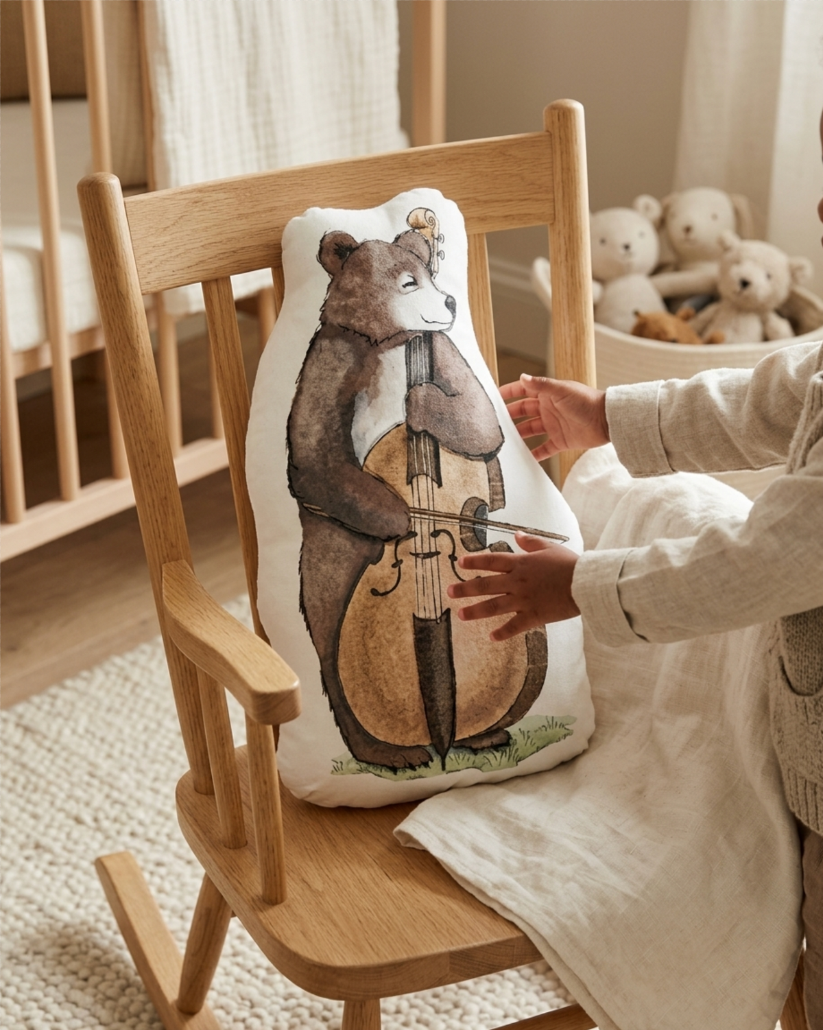 Bear Lullaby Bass Fiddle Pillow