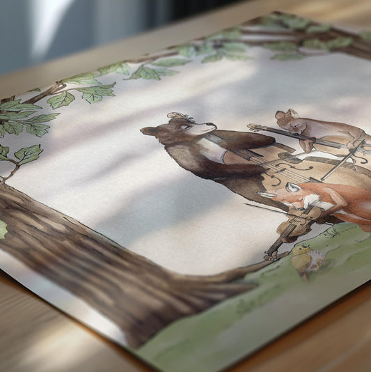 Woodland Animal Orchestra Art Print