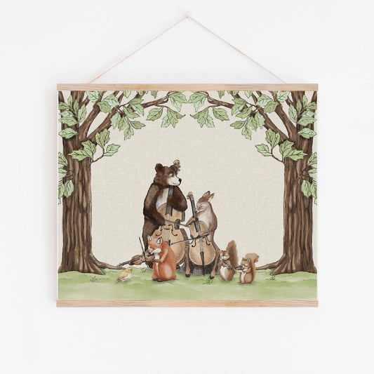 Woodland Animal Orchestra Art Print