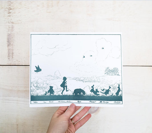 Vintage Winnie-the-Pooh Silhouette Art Print