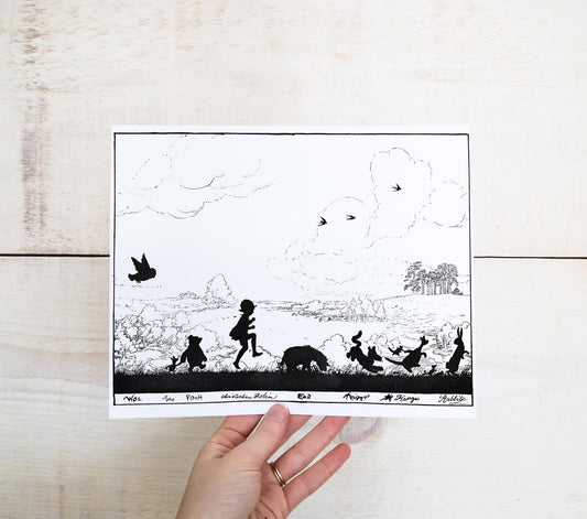 Vintage Winnie-the-Pooh Silhouette Art Print