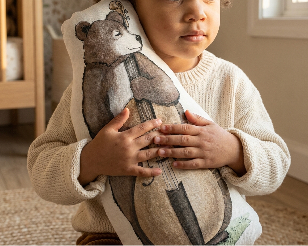 Bear Lullaby Bass Fiddle Pillow