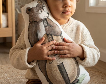 Bear Lullaby Bass Fiddle Pillow
