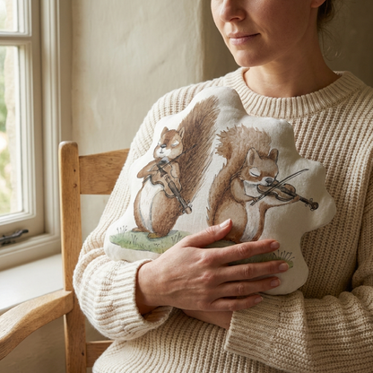 Squirrels Playing Violins Shaped Pillow
