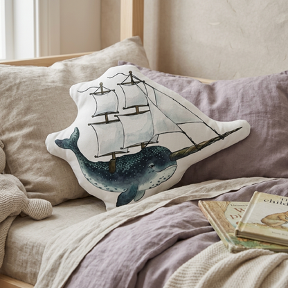 Narwhal Tall ship Shaped Pillow