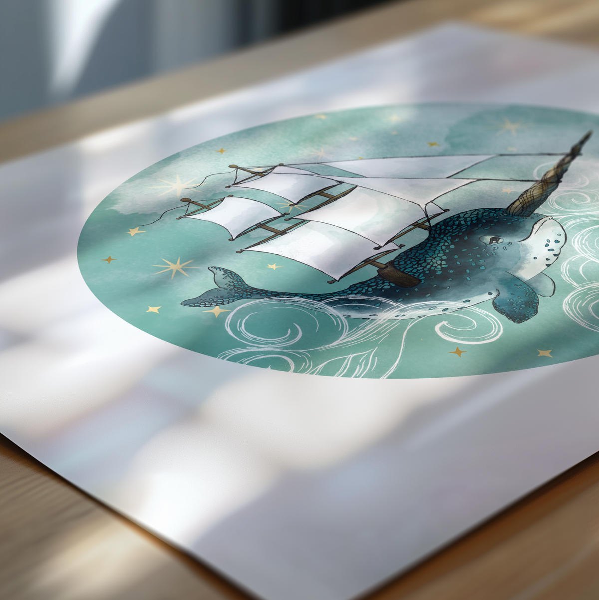 Fantasy Narwhal Art Print