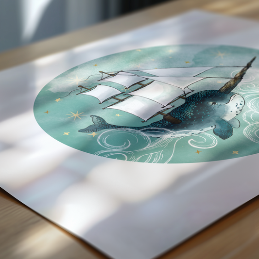 Fantasy Narwhal Art Print