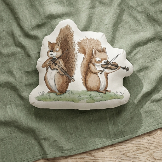 Squirrels Playing Violins Shaped Pillow