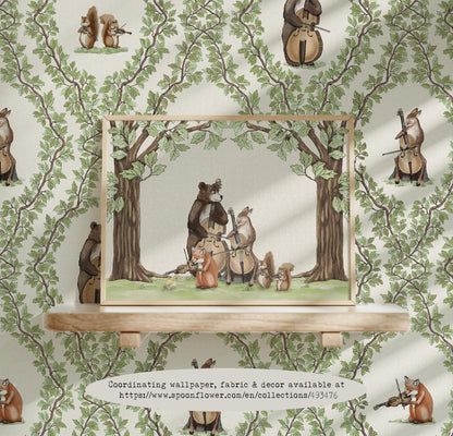 Woodland Animal Orchestra Art Print