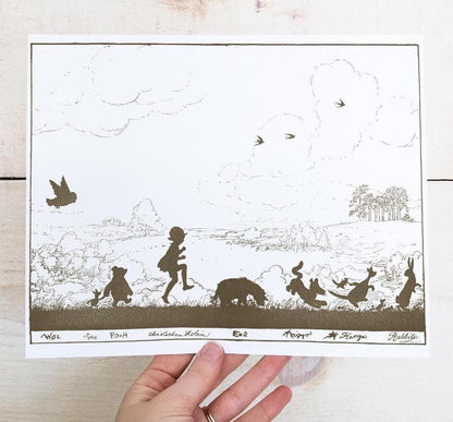 Vintage Winnie-the-Pooh Silhouette Art Print